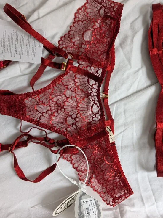 NWT Bordelle Sensu Balconnette Bra & Ouvert Brief Burnt Red size M - Picture 4 of 9